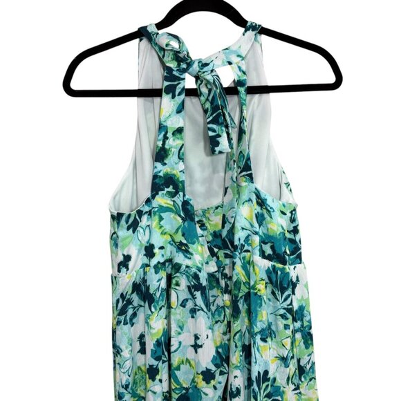 Torrid Green Floral Washable Gauze Maxi Halter Tiered Dress Women's Plus Size 0X - Picture 4 of 7